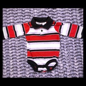 0-3M Striped Buttoned Onesie